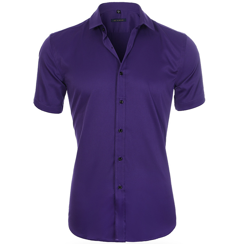 Billy | Breathable Elastic Anti-Wrinkle Shirt - Dark Purple / 38 - AMVIM