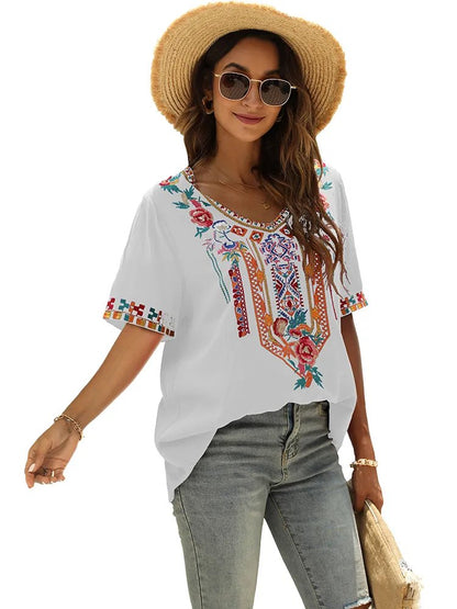 Elsa | Embroidered Mexican Slim Fit Blouse - AMVIM