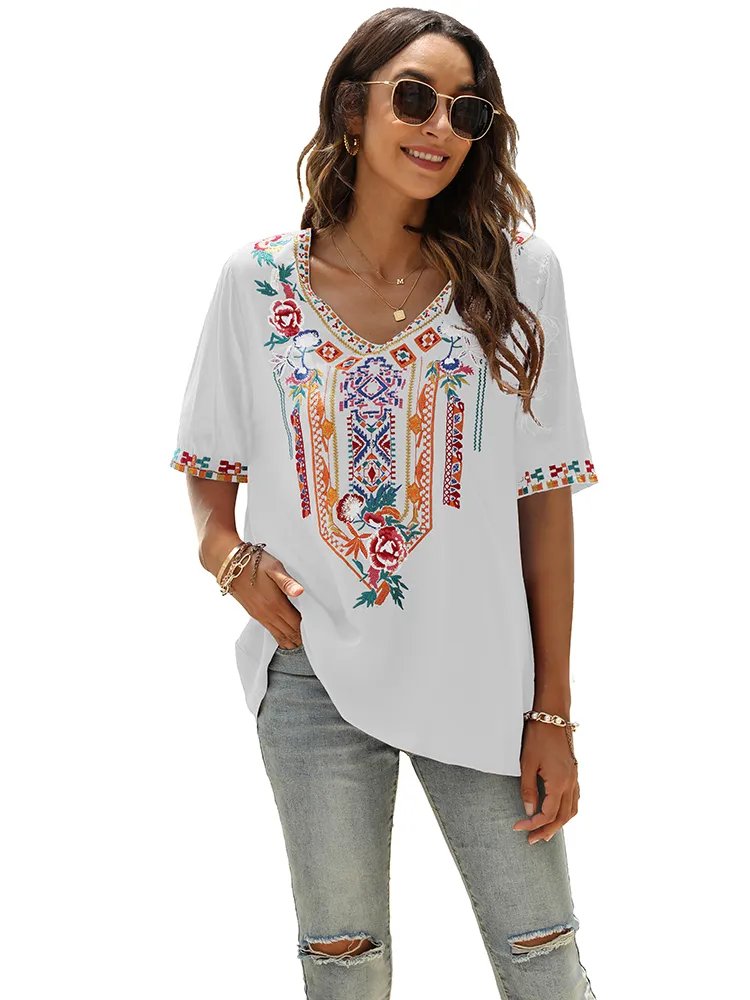 Elsa | Embroidered Mexican Slim Fit Blouse - AMVIM