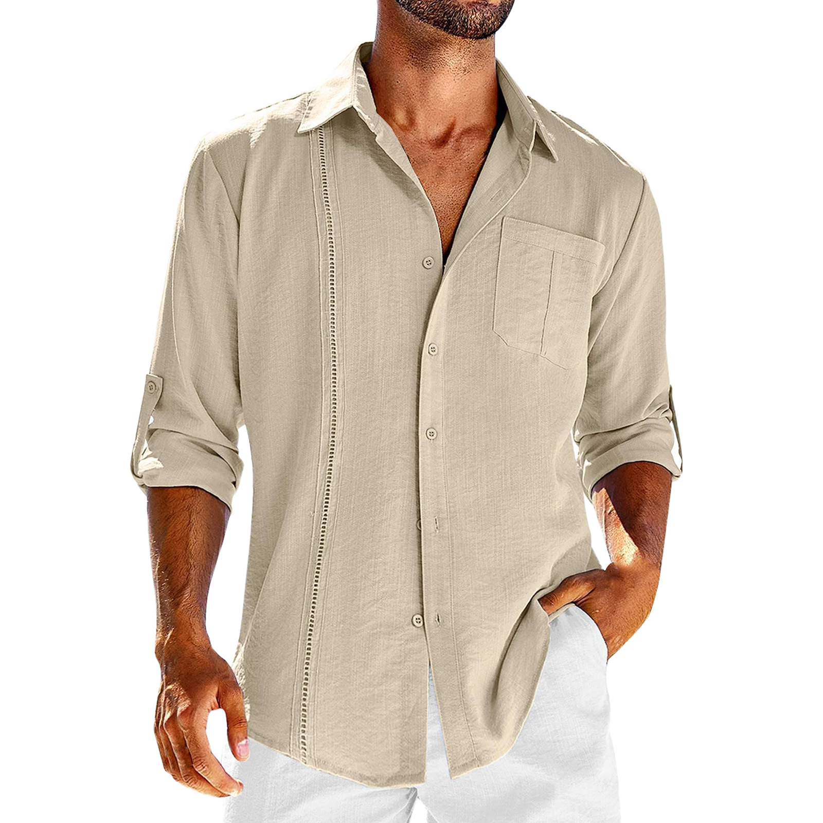 Luis | Lace Polo Pocket Shirt - Apricot / S - AMVIM