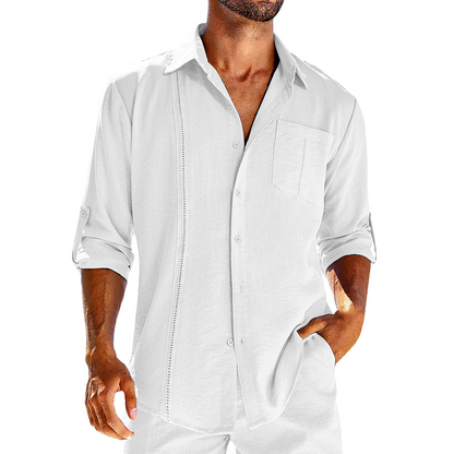 Luis | Lace Polo Pocket Shirt - White / S - AMVIM