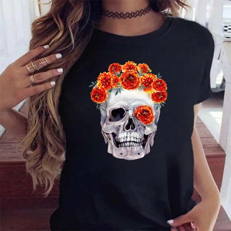 Silvia | Skull Tshirt - Black / Style 2 / S - AMVIM
