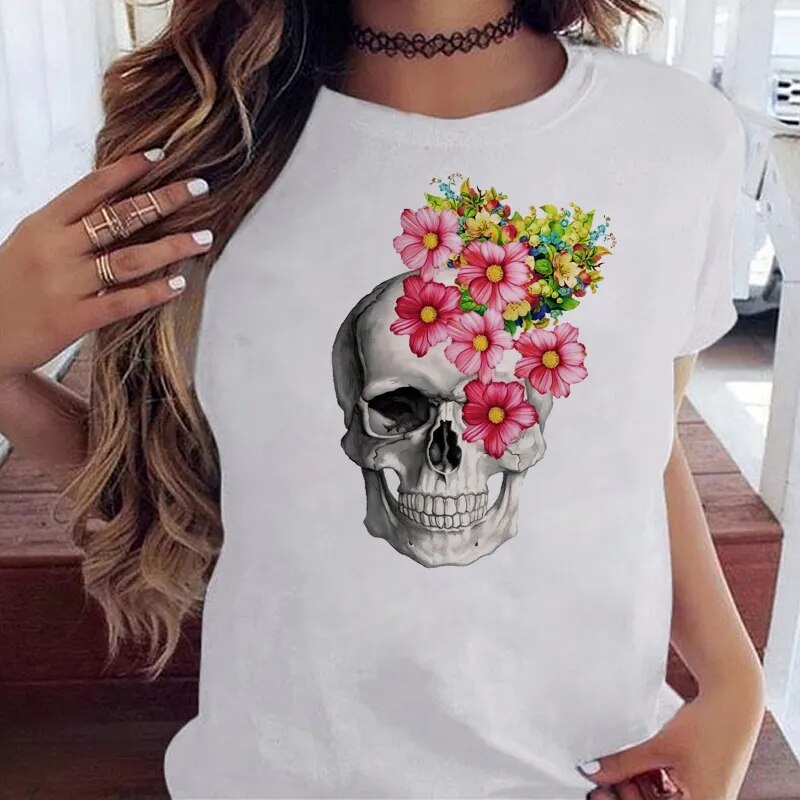 Silvia | Skull Tshirt - White / Style 1 / S - AMVIM