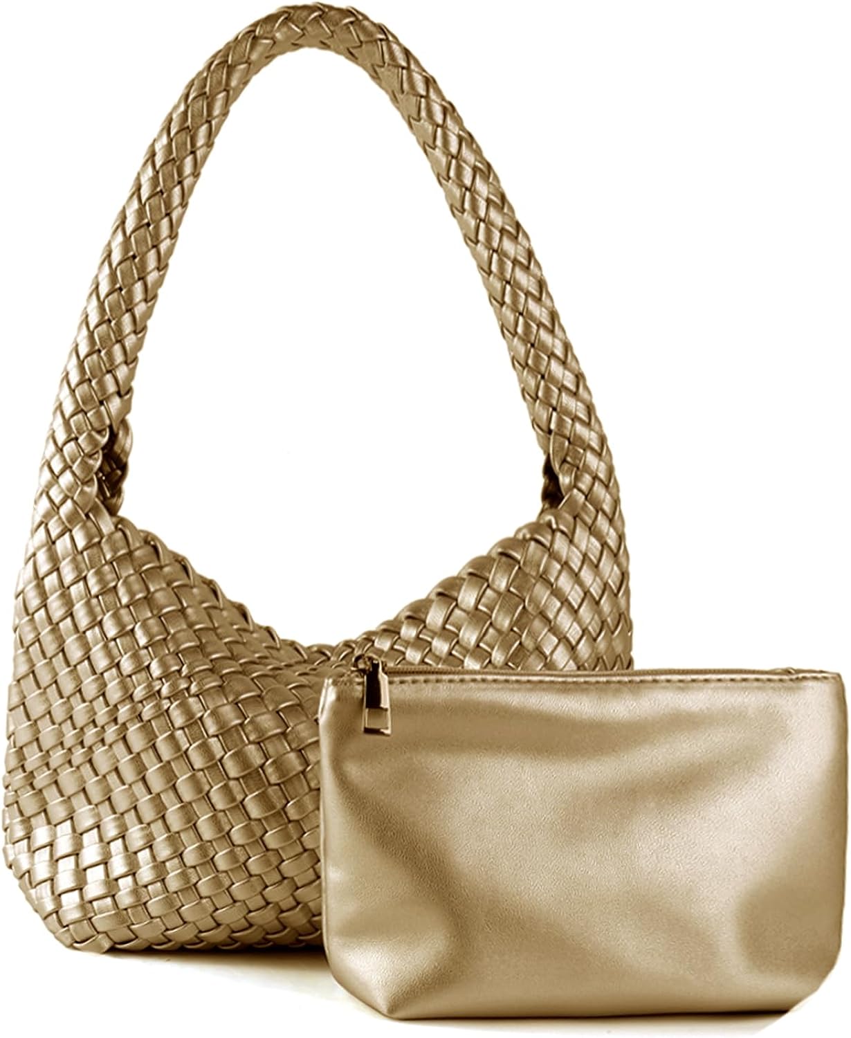Soledad | Soft Woven Leather Tote - Gold / Small - AMVIM