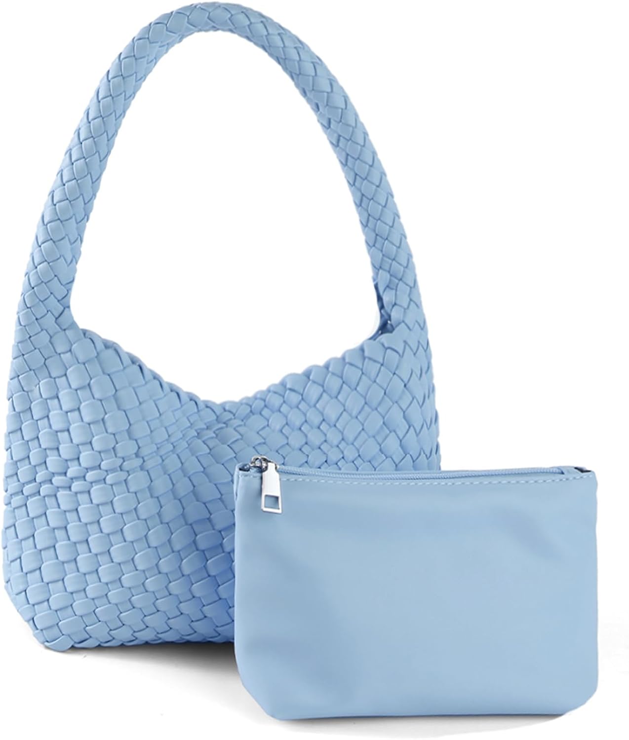 Soledad | Soft Woven Leather Tote - Light Blue / Small - AMVIM