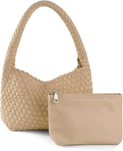 Soledad | Soft Woven Leather Tote - Beige / Small - AMVIM