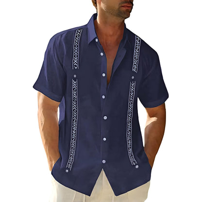 Sebastian | Summer Cuban Beach Polo Shirt - Navy Blue / M - AMVIM