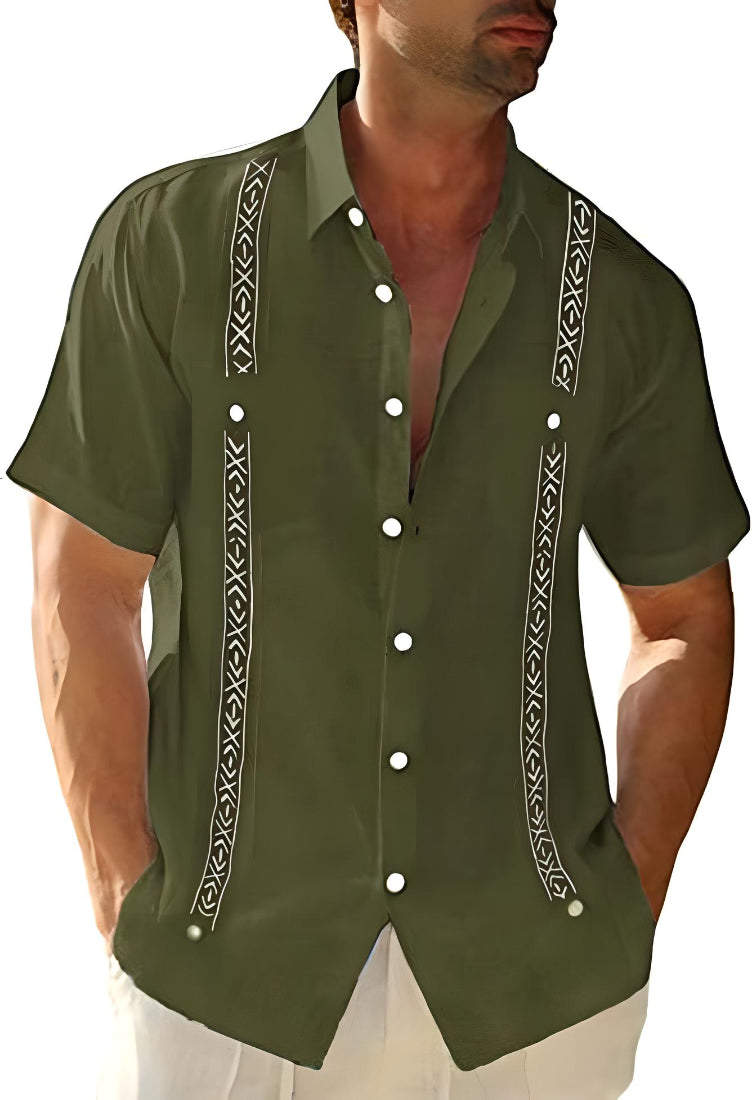 Sebastian | Summer Cuban Beach Polo Shirt - Army Green / M - AMVIM