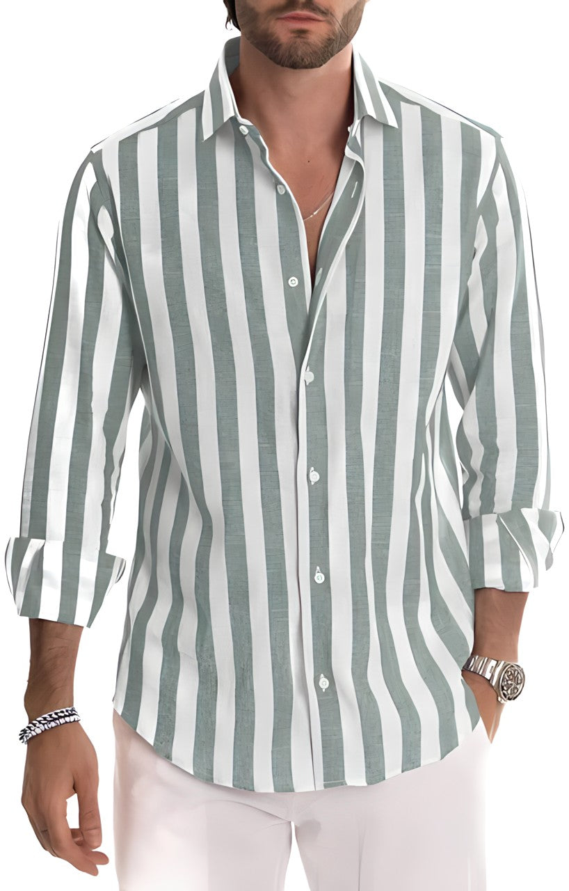 Maverick | Men's Striped Shirt - Green / S - AMVIM