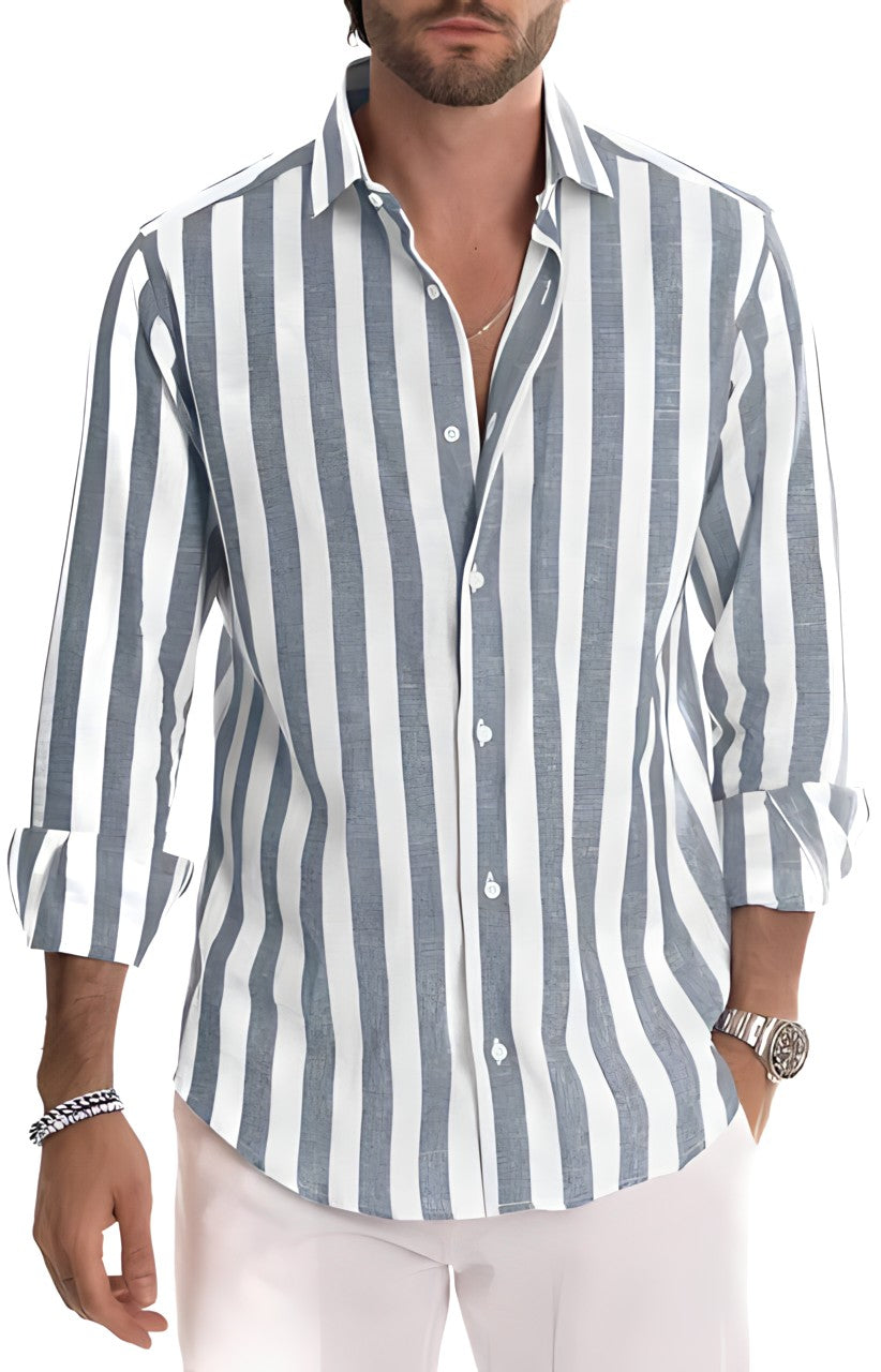 Maverick | Men's Striped Shirt - Light Blue / S - AMVIM