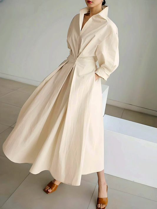 Catalina | Chic Sophisticated Maxi Dress - Beige / S - AMVIM