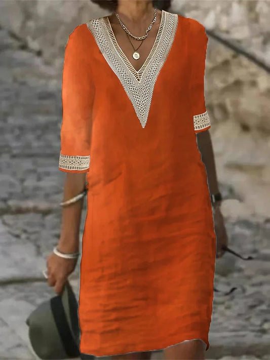 Elena | Elegant Midi Dress - Orange / S - AMVIM