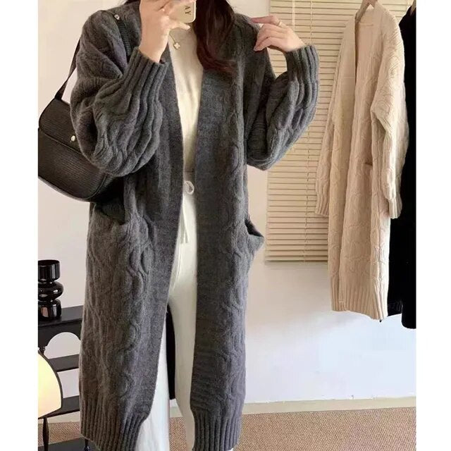 Claudia | CozyKnit Long Coat - Gray / One size fits all - AMVIM