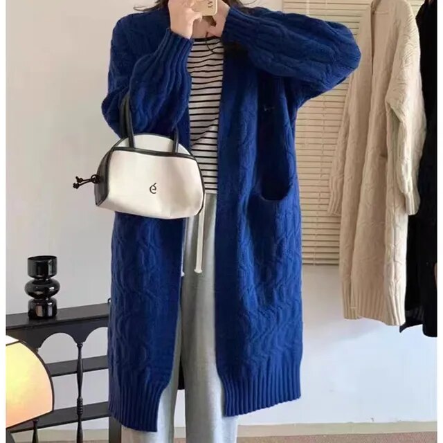 Claudia | CozyKnit Long Coat - Blue / One size fits all - AMVIM