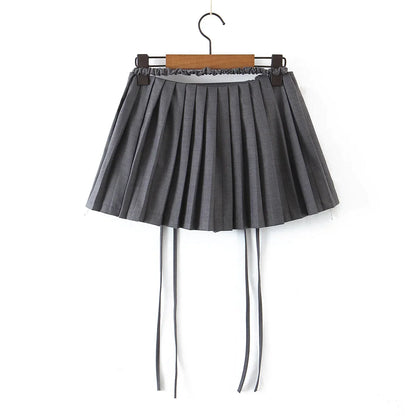 Maddie | Drawstring Mini Skirt - Grey / L - AMVIM