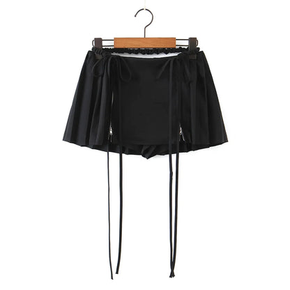Maddie | Drawstring Mini Skirt - Black / S - AMVIM