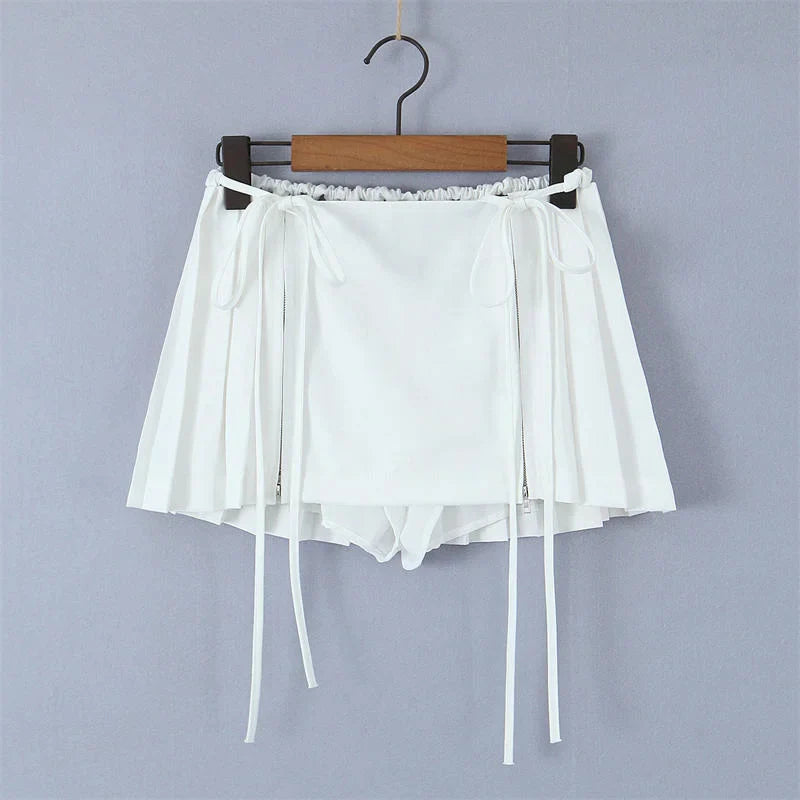 Maddie | Drawstring Mini Skirt - White / S - AMVIM