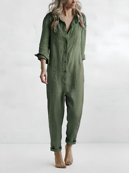 Paulina | Polo Jumpsuit with Pockets - Green / S - AMVIM