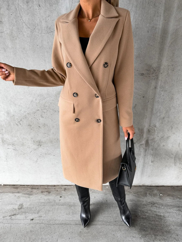 Laura | Long Stylish Winter Coat - Khaki / S - AMVIM