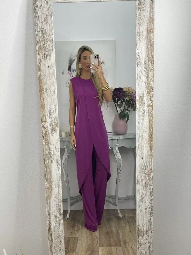 Scarlett | Sophisticated Two Piece Dress - Purple / S - AMVIM