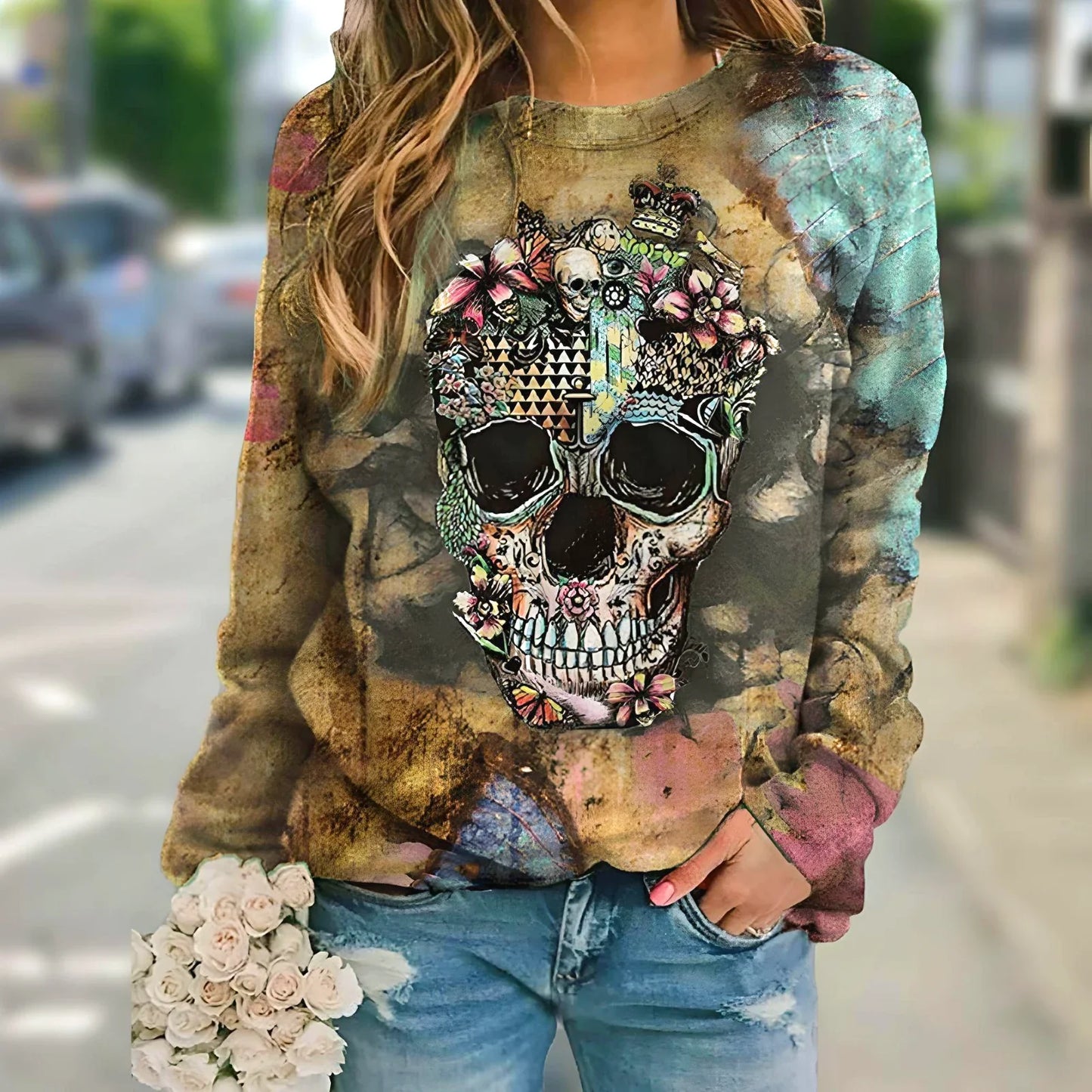 Sienna | Skull Print Sweater