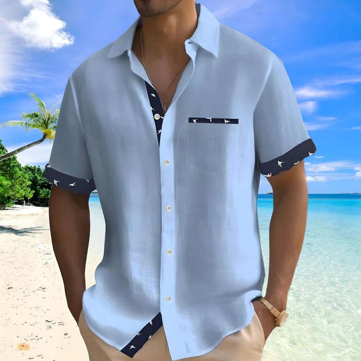 Simon | Stylish summer shirt - Blue / S - AMVIM