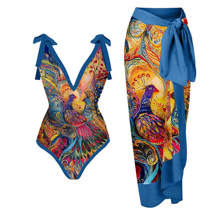 Sophia | Sophisticated Swimwear Set - Blue peacock / S - AMVIM